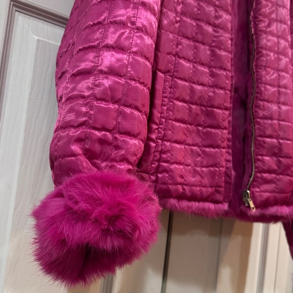 Wilson's Maxima Pink Rabbit Fur quilted Reversible Jacket - Picture 8 of 9